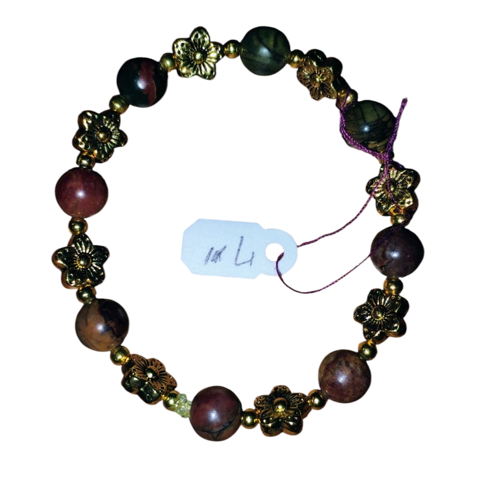Hand Crafted Picasso Jasper Beaded Bracelet